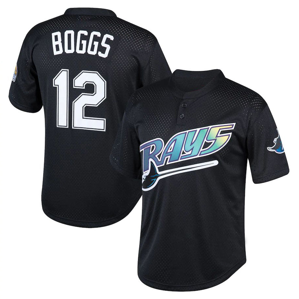 Jamed TB.Rays #12 Wade Boggs Player Black Mitchell & Ness Cooperstown Collection Mesh Batting Practice Stitched Jerseys