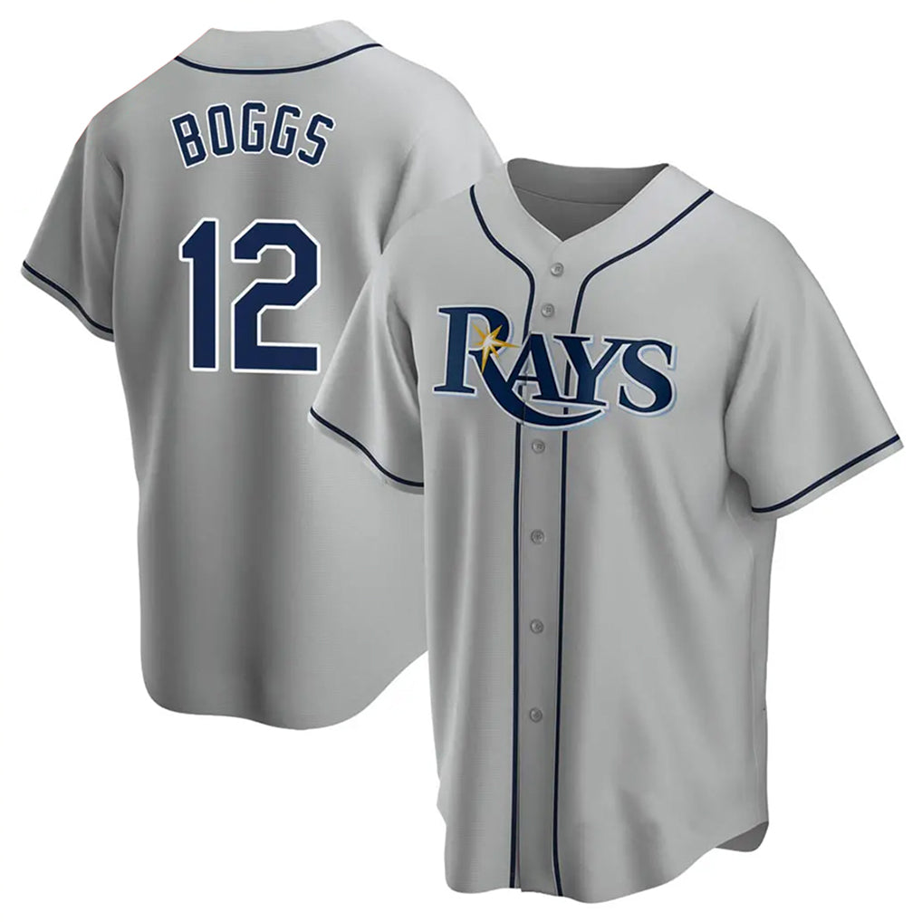 Jamed TB.Rays #12 Wade Boggs Player Gray Home Game Stitched Jerseys