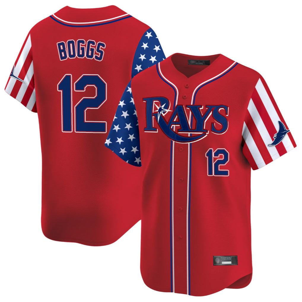 Jamed TB.Rays #12 Wade Boggs Player Red 2025 Independence Day Vapor Premier Limited Stitched Jerseys