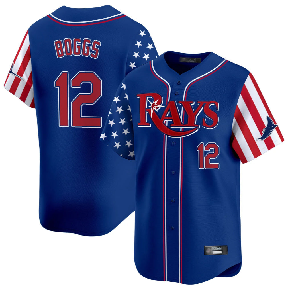 Jamed TB.Rays #12 Wade Boggs Player Royal 2025 Independence Day Vapor Premier Limited Stitched Jerseys