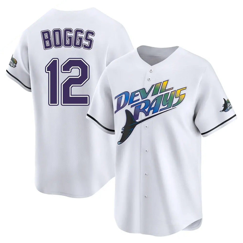 Jamed TB.Rays #12 Wade Boggs Player White City Connect Home Stitched Jerseys