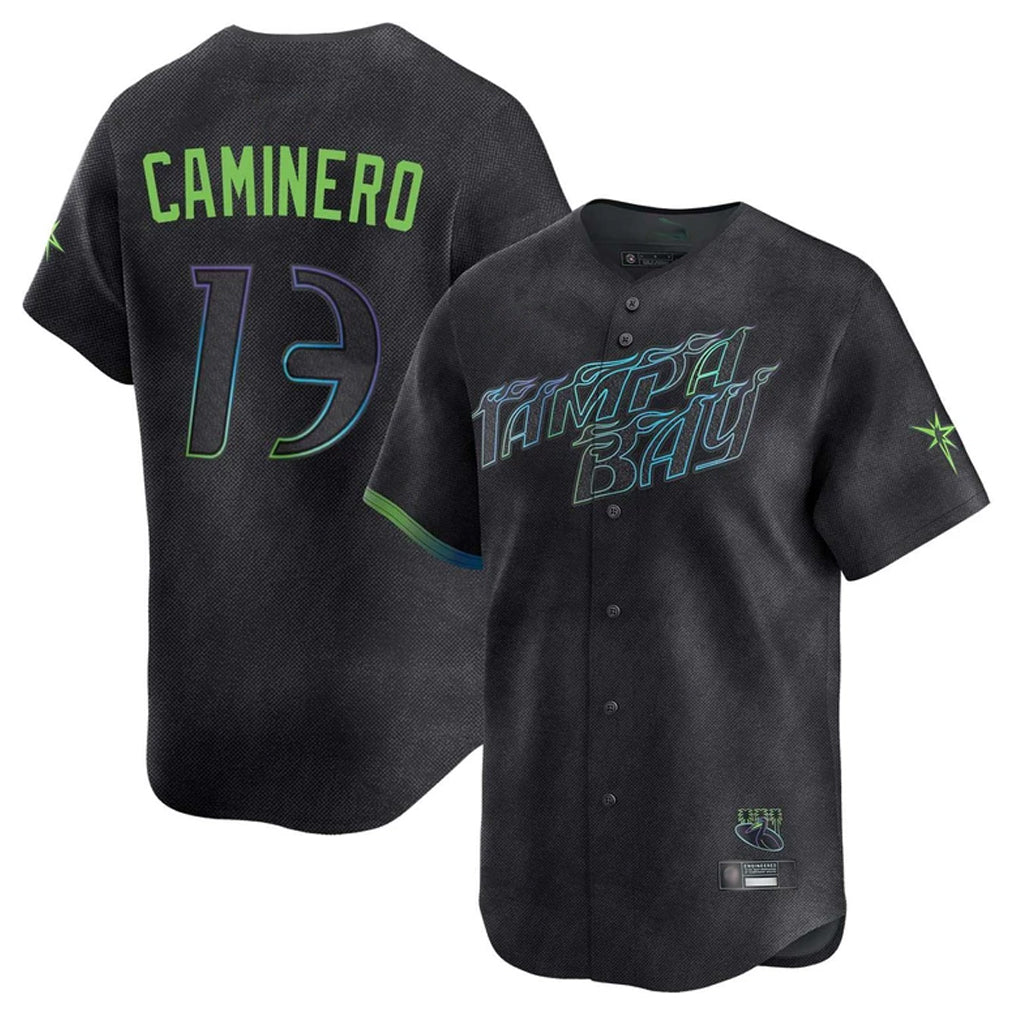 Jamed TB.Rays #13 Junior Caminero Player Black City Connect Home Limited Stitched Jerseys