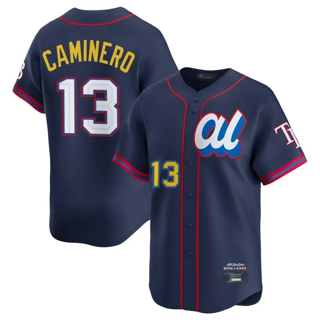 Jamed TB.Rays #13 Junior Caminero Player Navy All-star Limited Stitched Jersey