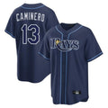 Jamed TB.Rays #13 Junior Caminero Player Navy Home Limited Stitched Jerseys
