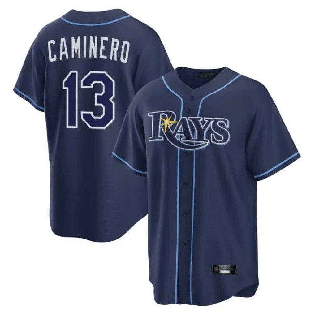 Jamed TB.Rays #13 Junior Caminero Player Navy Home Limited Stitched Jerseys