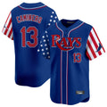 Jamed TB.Rays #13 Junior Caminero Player Royal 2025 Independence Day Vapor Premier Limited Stitched Jerseys