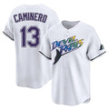 Jamed TB.Rays #13 Junior Caminero Player White City Connect Home Stitched Jerseys