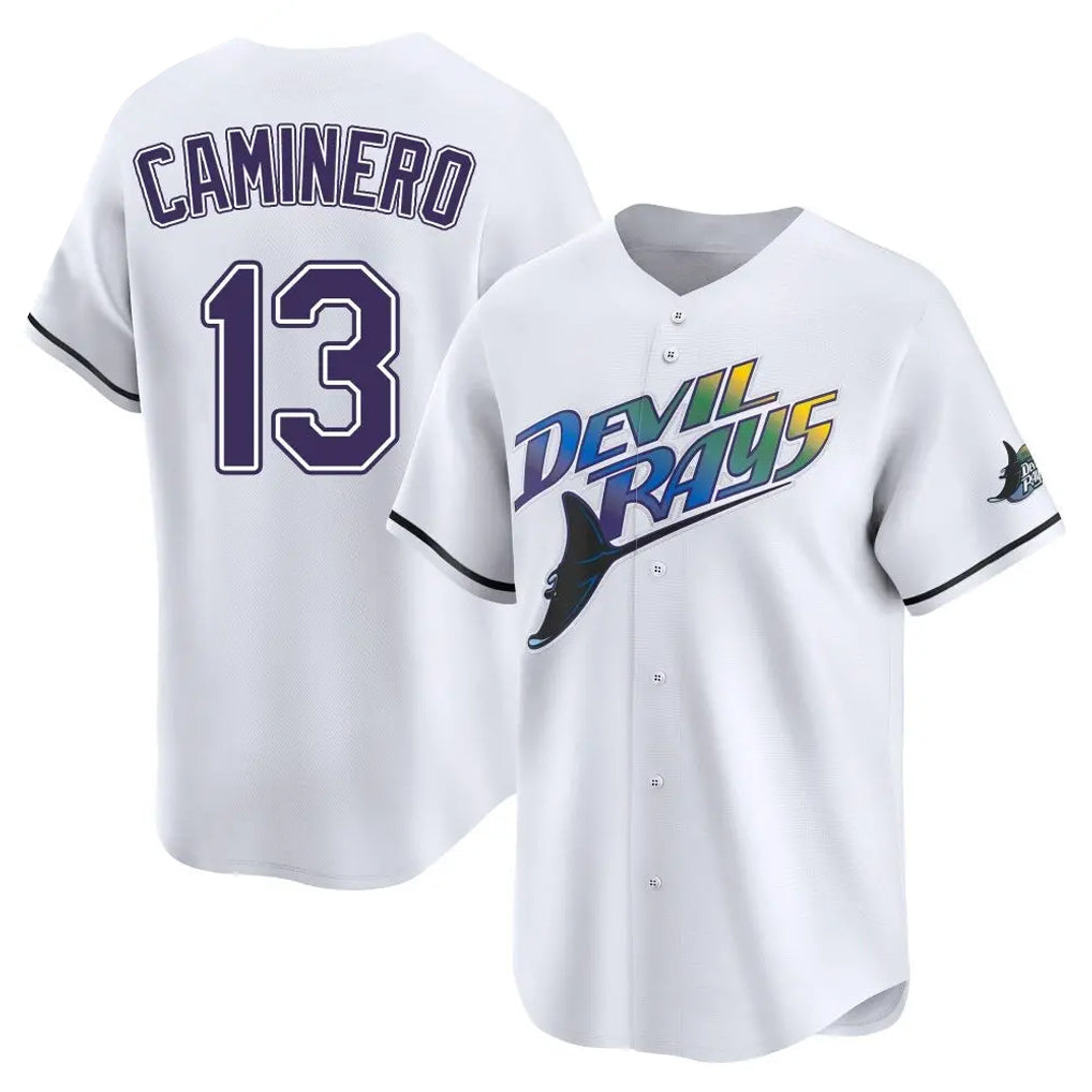 Jamed TB.Rays #13 Junior Caminero Player White City Connect Home Stitched Jerseys