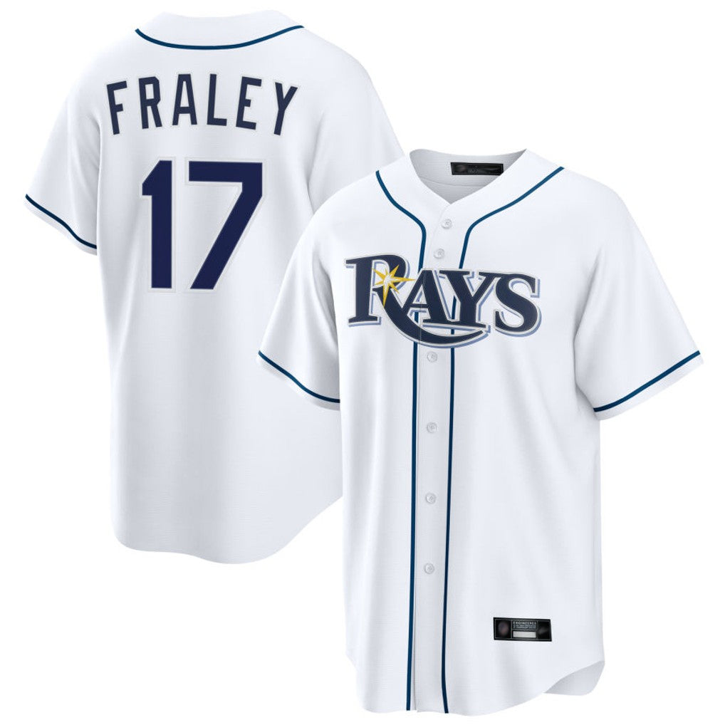 Jamed TB.Rays #17 Jake Fraley Player White Home Game Stitched Jerseys