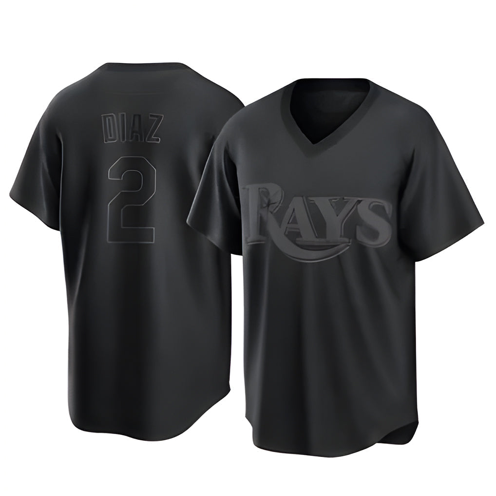 Jamed TB.Rays #2 Yandy Diaz Player Black Home Game Stitched Jerseys