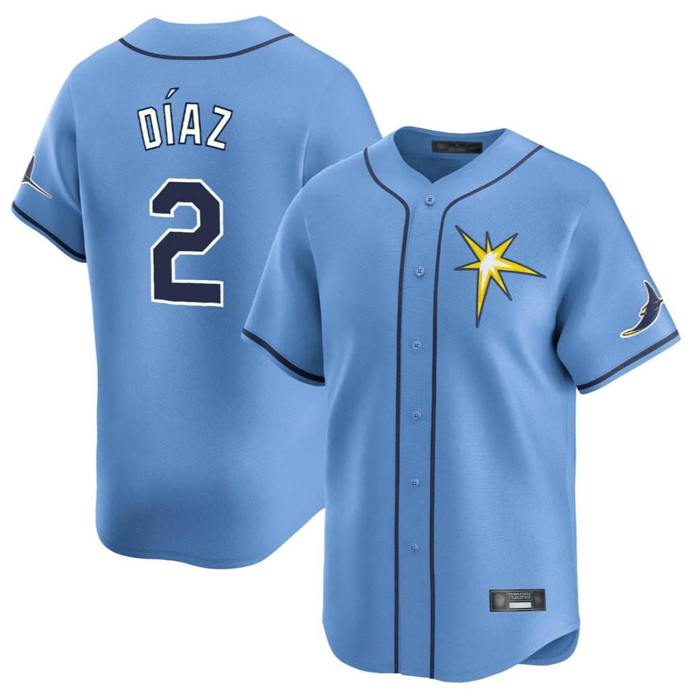 Jamed TB.Rays #2 Yandy Diaz Player Light Blue Home Limited Stitched Jerseys