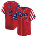Jamed TB.Rays #2 Yandy Diaz Player Red 2025 Independence Day Vapor Premier Limited Stitched Jerseys