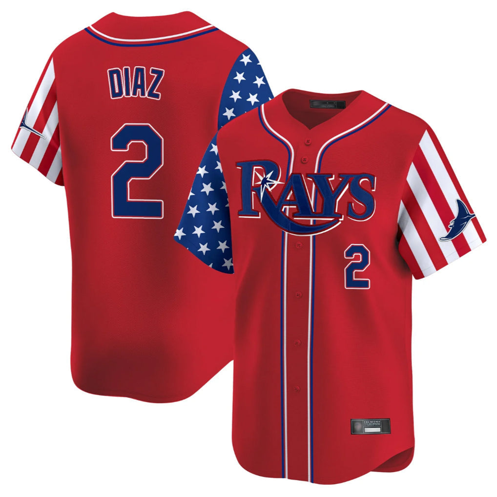 Jamed TB.Rays #2 Yandy Diaz Player Red 2025 Independence Day Vapor Premier Limited Stitched Jerseys
