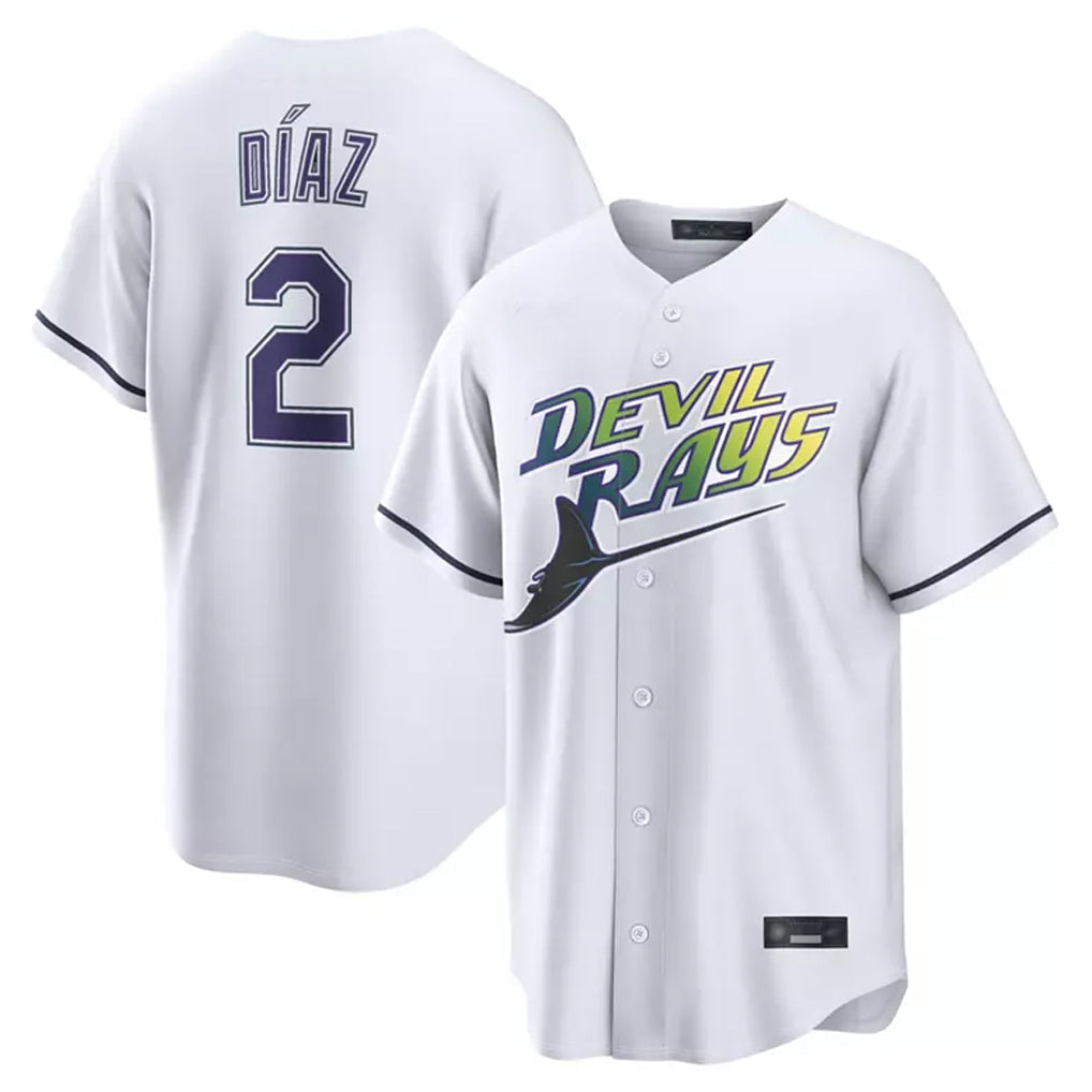 Jamed TB.Rays #2 Yandy Diaz Player White City Connect Home Stitched Jerseys
