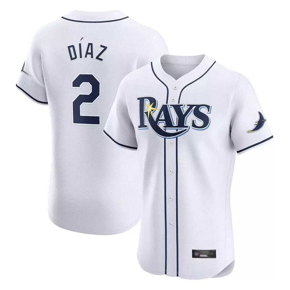 Jamed TB.Rays #2 Yandy Diaz Player White Home Limited Elite Stitched Jerseys