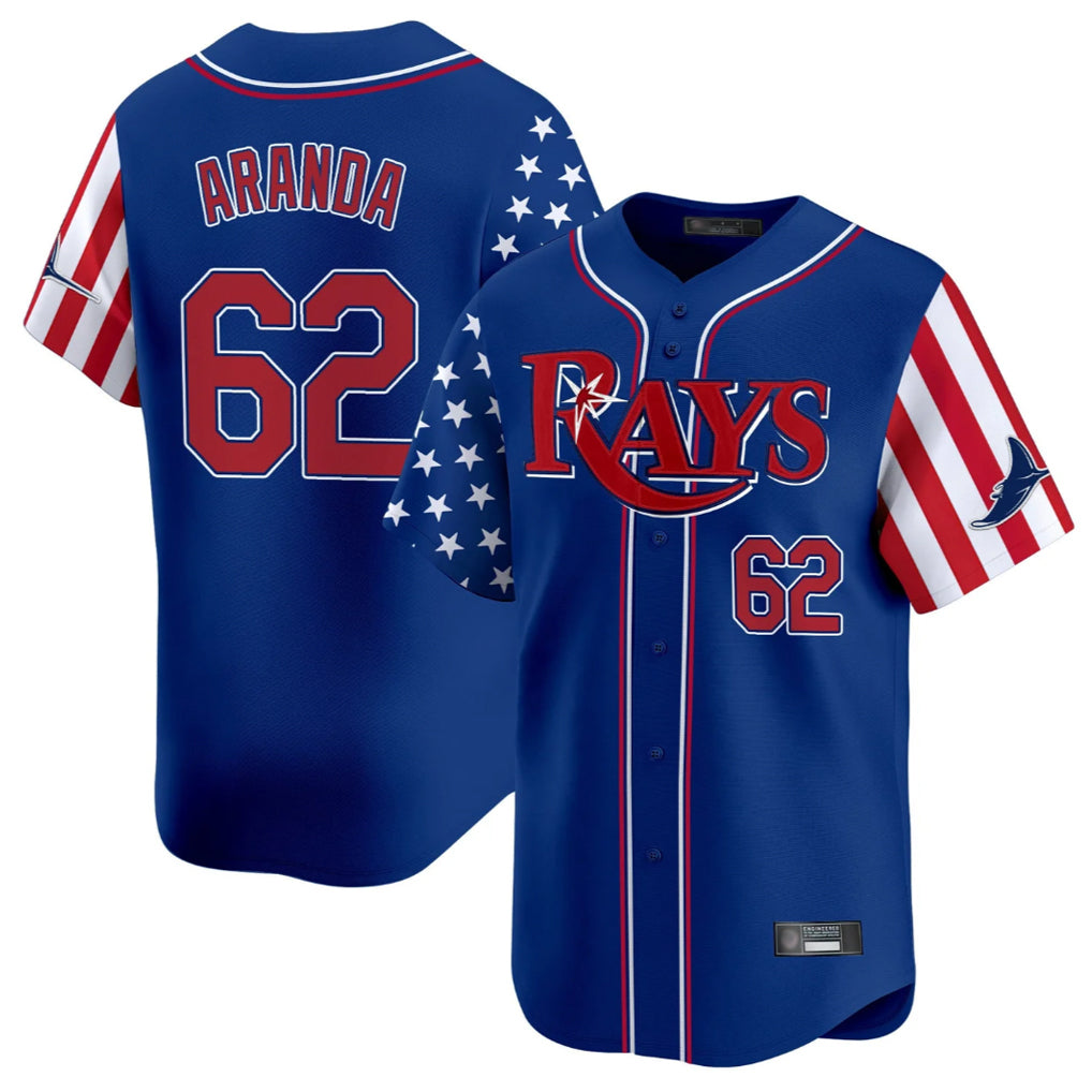 Jamed TB.Rays #62 Jonathan Aranda Player Royal 2025 Independence Day Vapor Premier Limited Stitched Jerseys