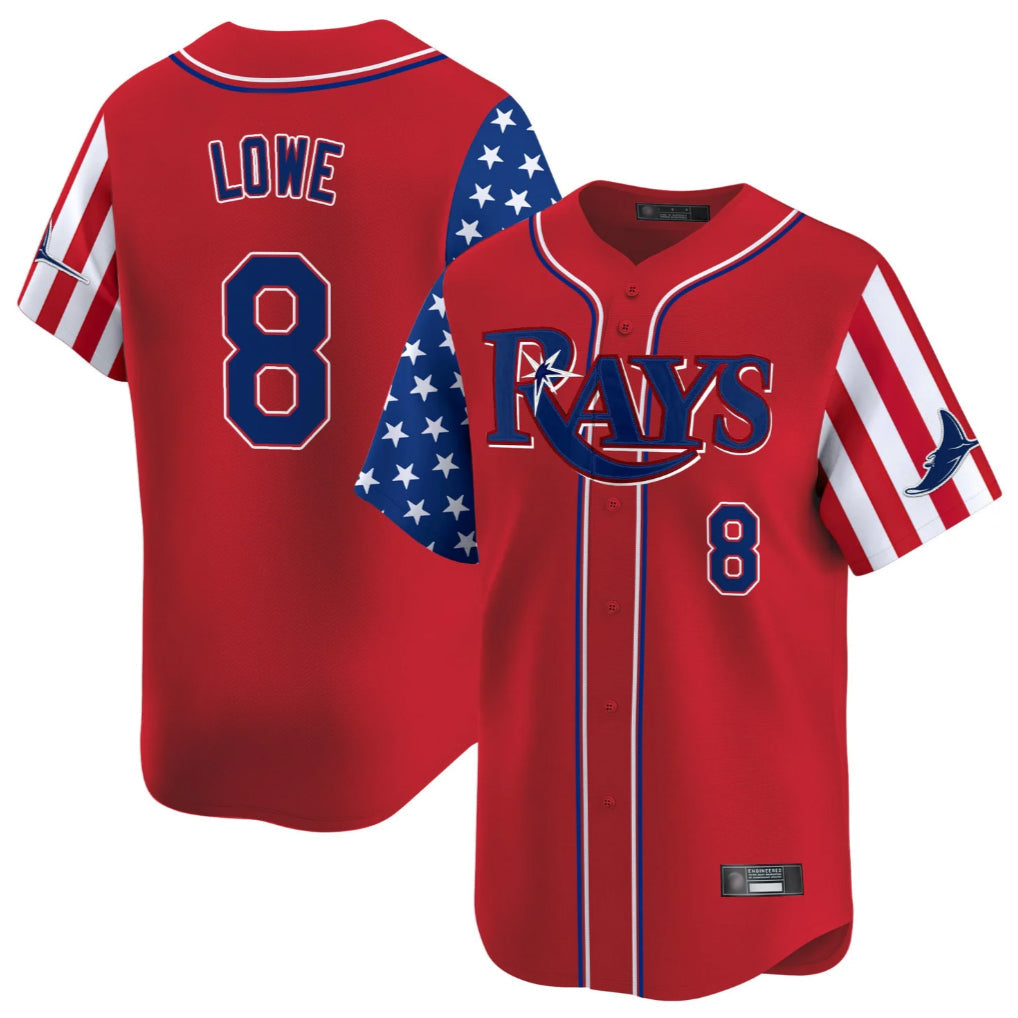 Jamed TB.Rays #8 Brandon Lowe Player Red 2025 Independence Day Vapor Premier Limited Stitched Jerseys