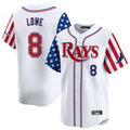 Jamed TB.Rays TB.Rays #8 Brandon Lowe Player White 2025 Independence Day Vapor Premier Limited Stitched Jerseys