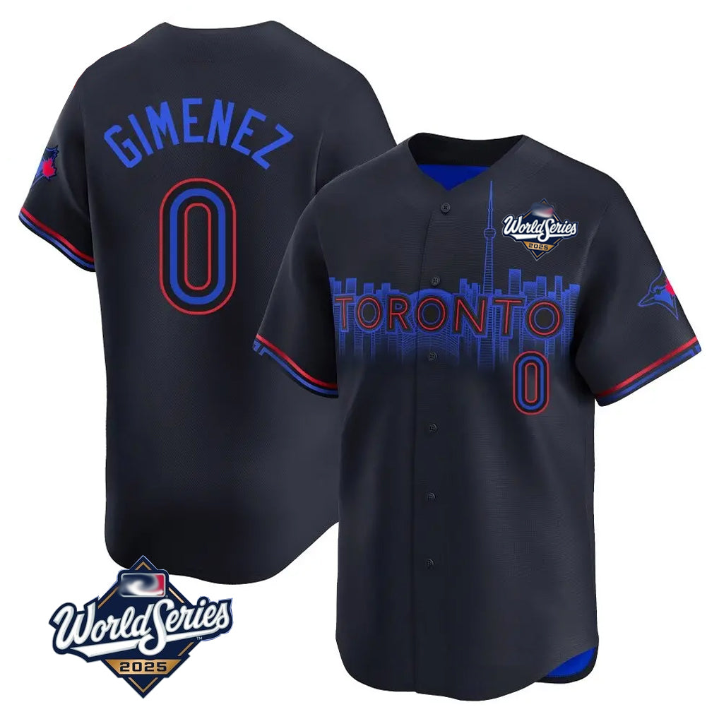 Jamed T.Blue Jays #0 Andres Gimenez Player Black 2025 World Series City Connect Stitched Jerseys