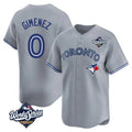 Jamed T.Blue Jays #0 Andres Gimenez Player Gray 2025 World Series Game Stitched Jerseys