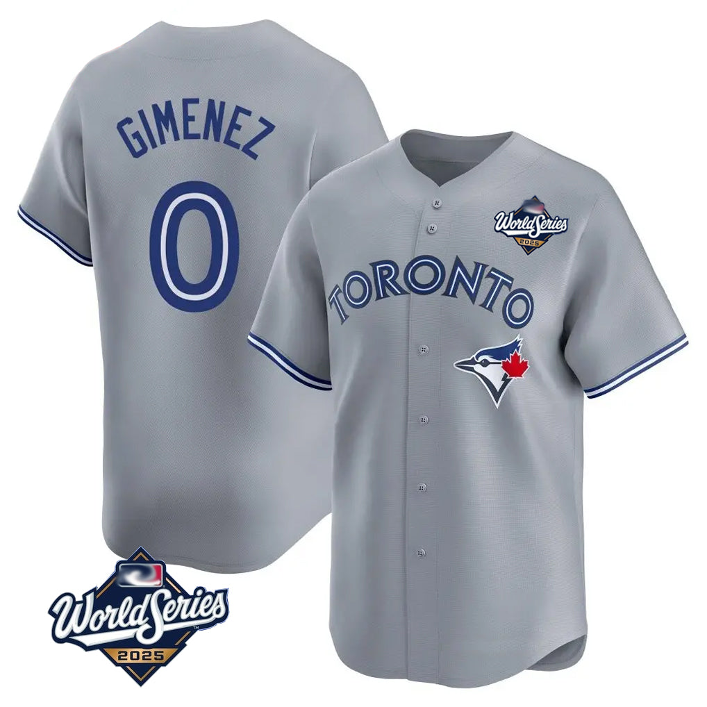Jamed T.Blue Jays #0 Andres Gimenez Player Gray 2025 World Series Game Stitched Jerseys