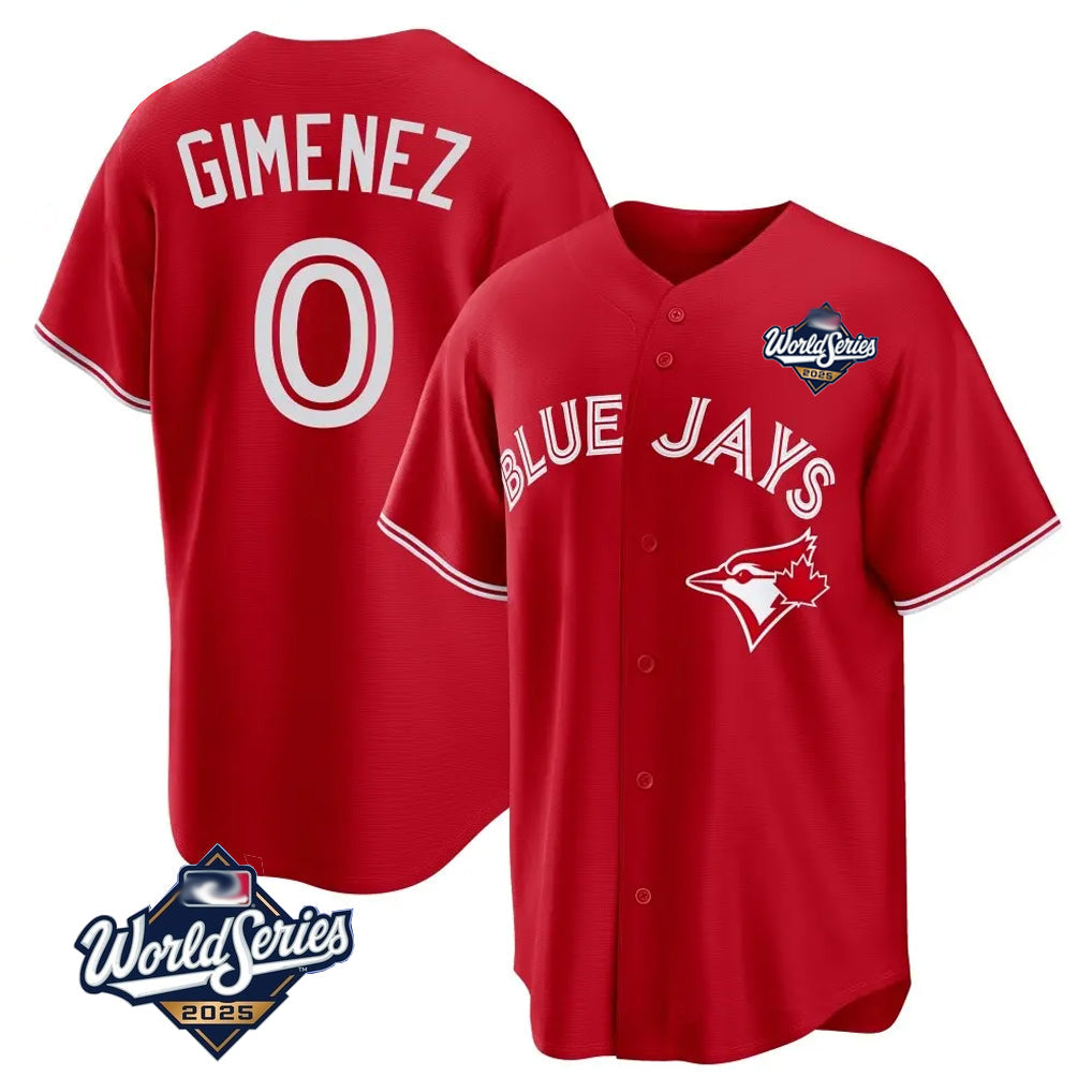 Jamed T.Blue Jays #0 Andres Gimenez Player Red 2025 World Series Limited Stitched Jerseys