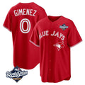 Jamed T.Blue Jays #0 Andres Gimenez Player Red 2025 World Series Limited Stitched Jerseys