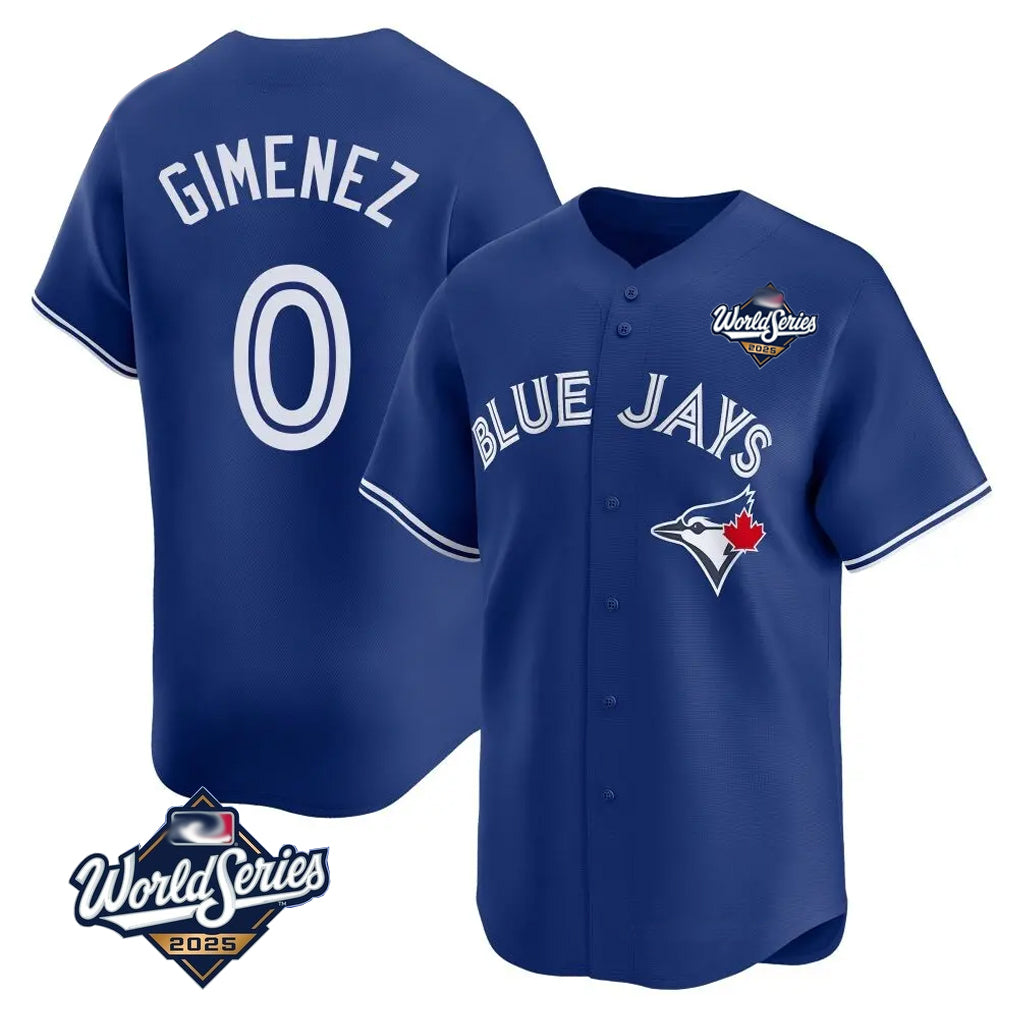 Jamed T.Blue Jays #0 Andres Gimenez Player Royal 2025 World Series Limited Stitched Jerseys