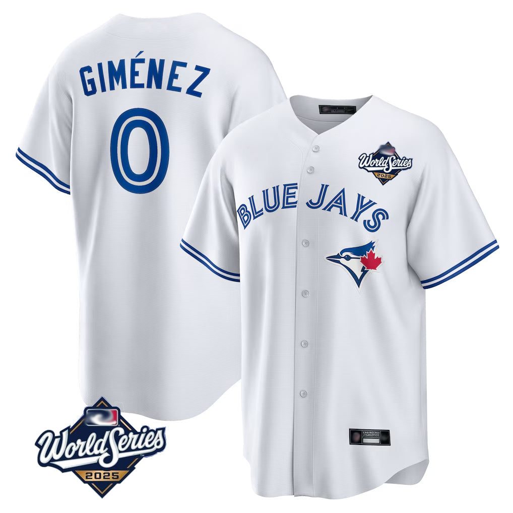 Jamed T.Blue Jays #0 Andres Gimenez Player White 2025 World Series Game Stitched Jerseys