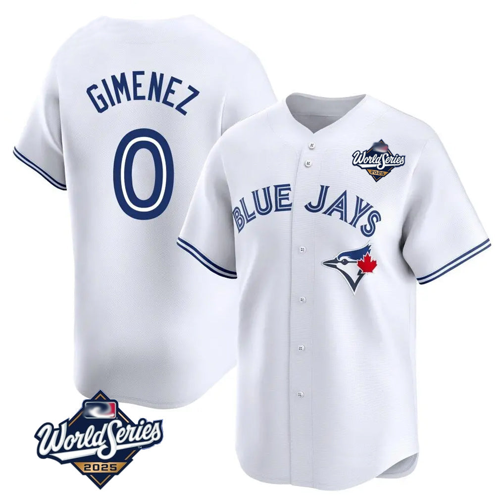 Jamed T.Blue Jays #0 Andres Gimenez Player White 2025 World Series Limited Stitched Jerseys