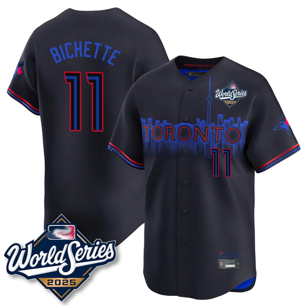 Jamed T.Blue Jays #11 Bo Bichette Player Black 2025 World Series City Connect Limited Stitched Jerseys