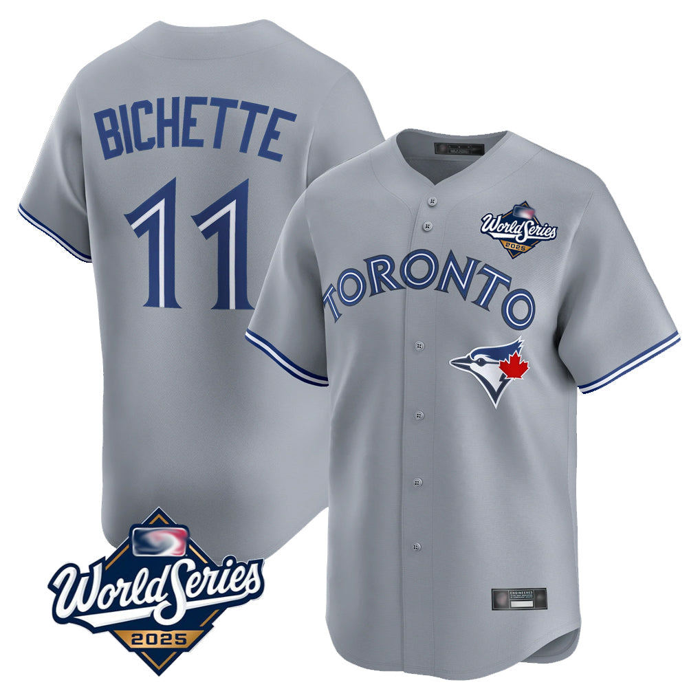 Jamed T.Blue Jays #11 Bo Bichette Player Gray 2025 World Series Limited Home Stitched Jerseys
