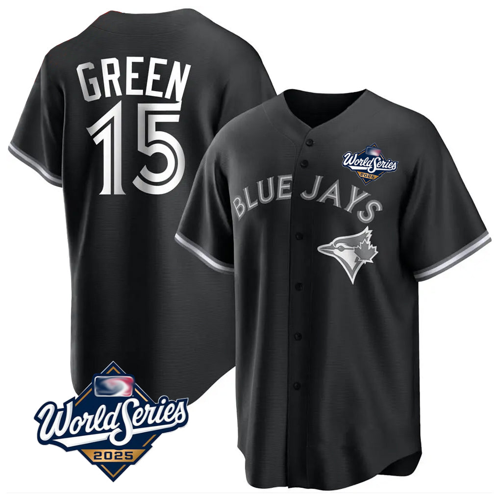 Jamed T.Blue Jays #15 Chad Green Player Black 2025 World Series City Connect Limited Stitched Jerseys