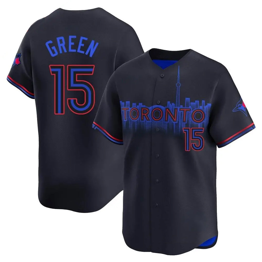 Jamed T.Blue Jays #15 Chad Green Player Black&Blue City Connect Limited Stitched Jerseys