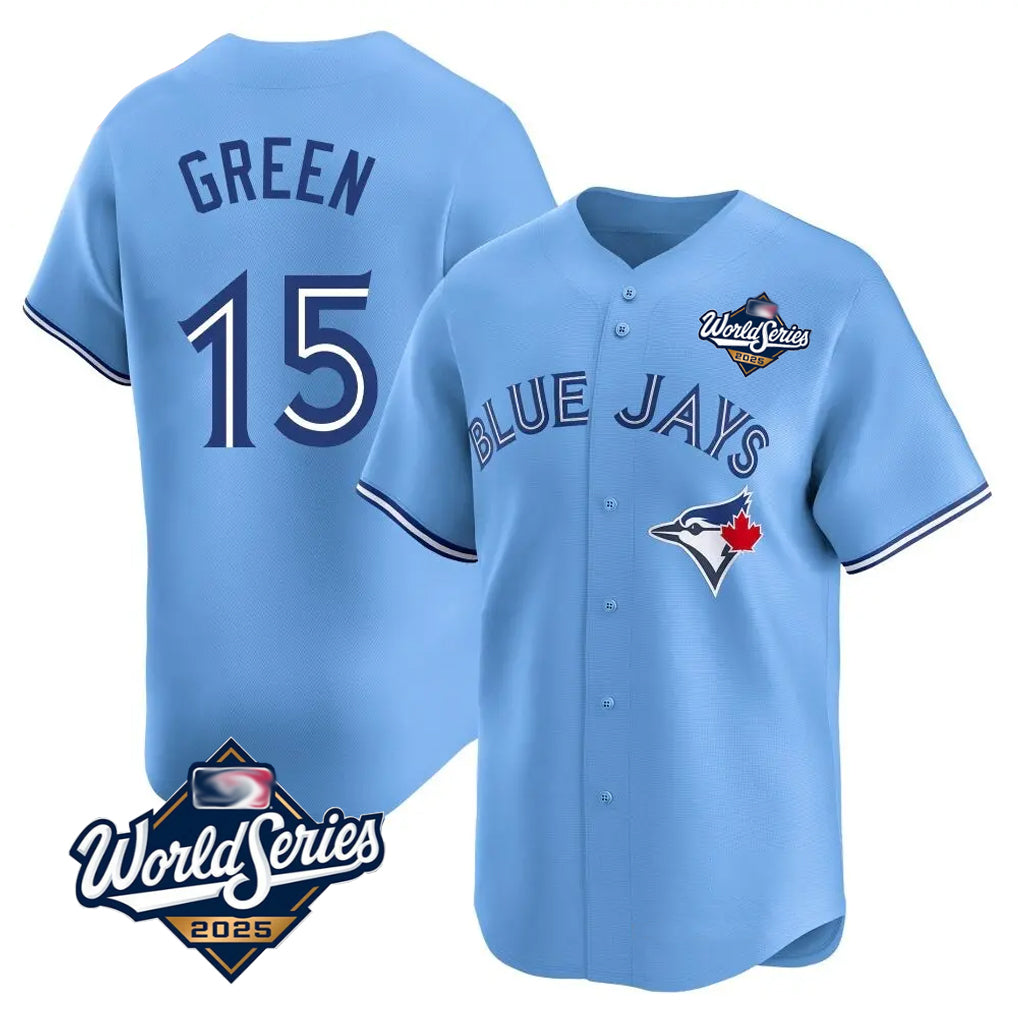 Jamed T.Blue Jays #15 Chad Green Player Blue 2025 World Series Game Stitched Jerseys
