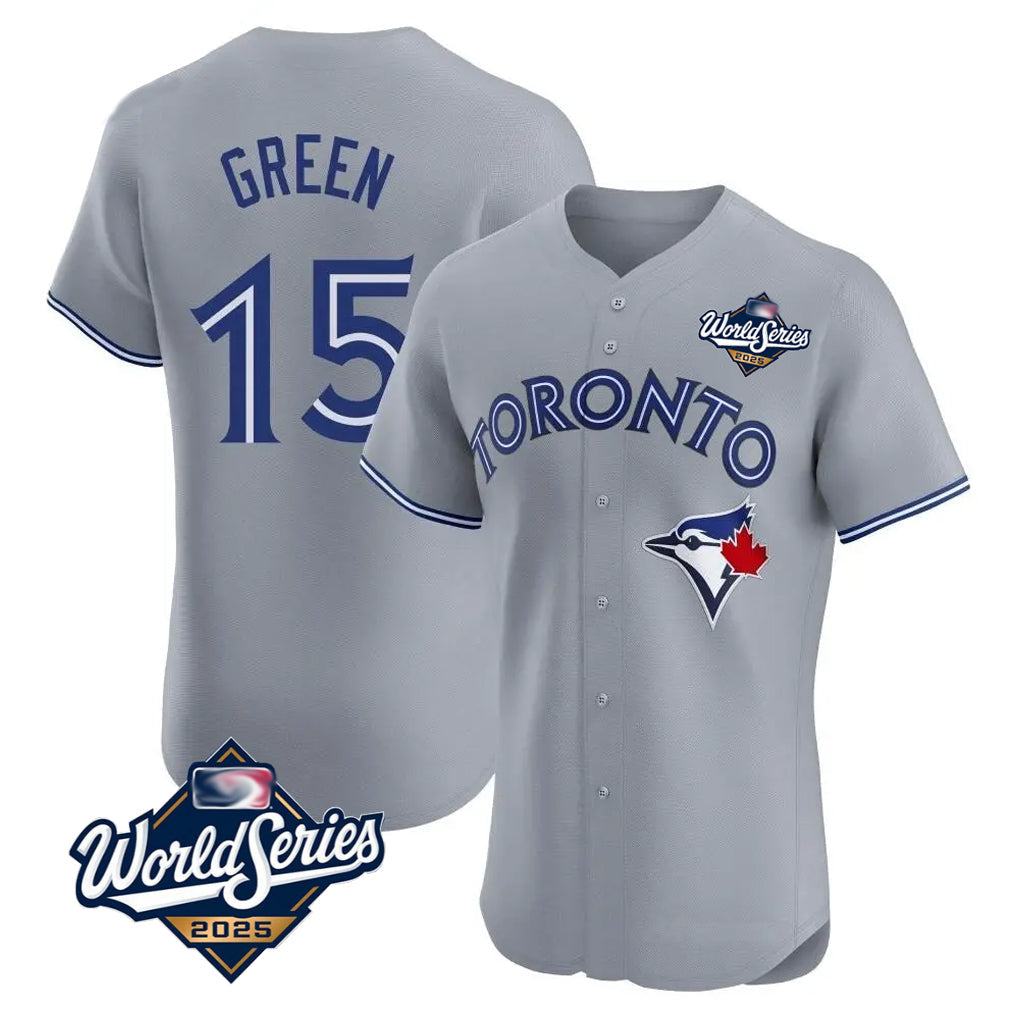 Jamed T.Blue Jays #15 Chad Green Player Gray 2025 World Series Elite Limited Stitched Jerseys