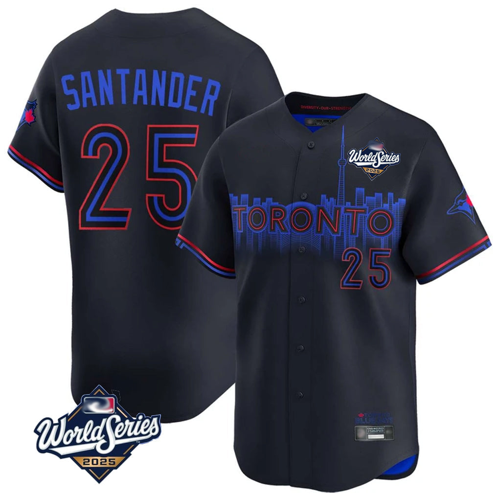 Jamed T.Blue Jays #25 Anthony Santander Player Black&Blue 2025 World Series City Connect Limited Stitched Jerseys