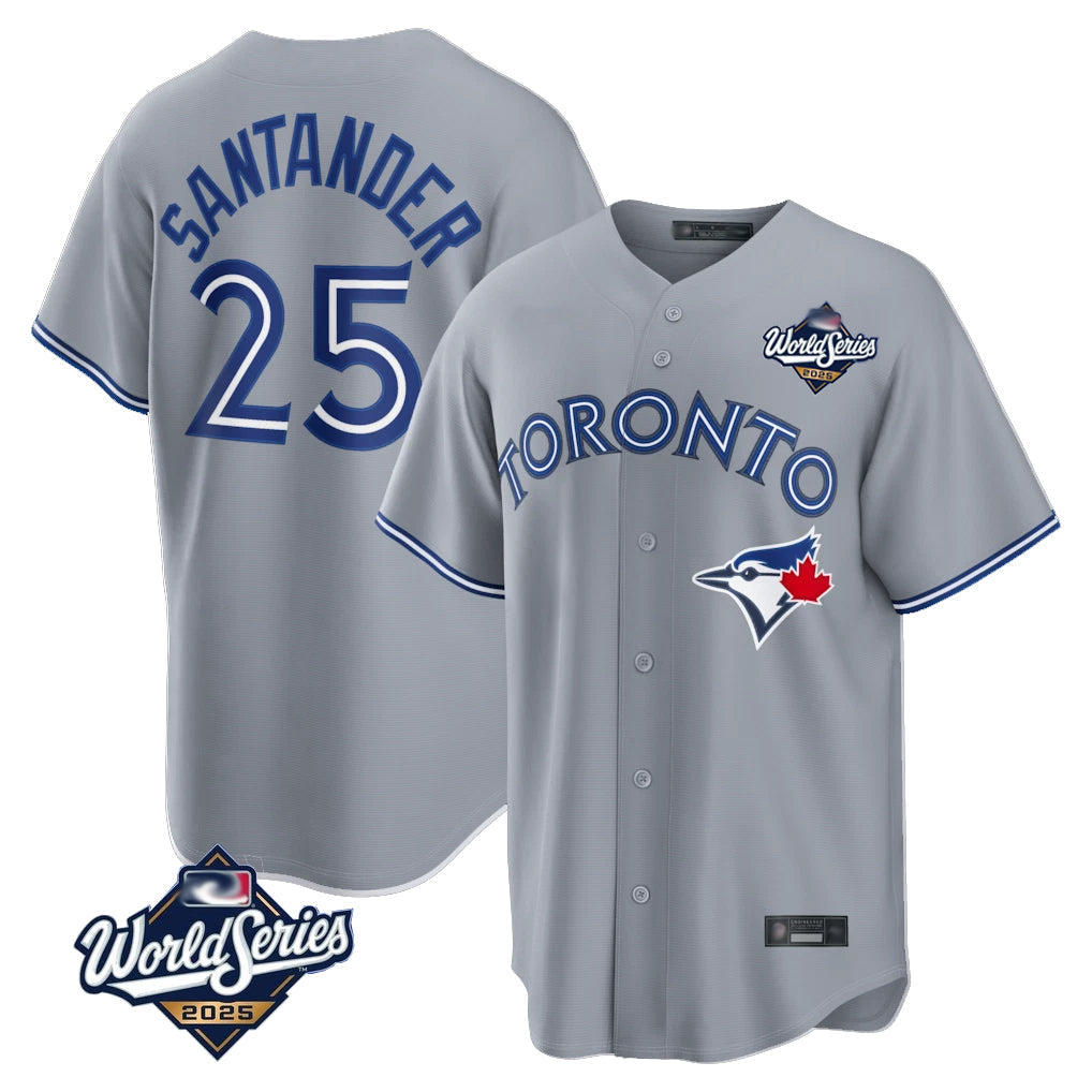Jamed T.Blue Jays #25 Anthony Santander Player Gray 2025 World Series Home Limited Stitched Jerseys