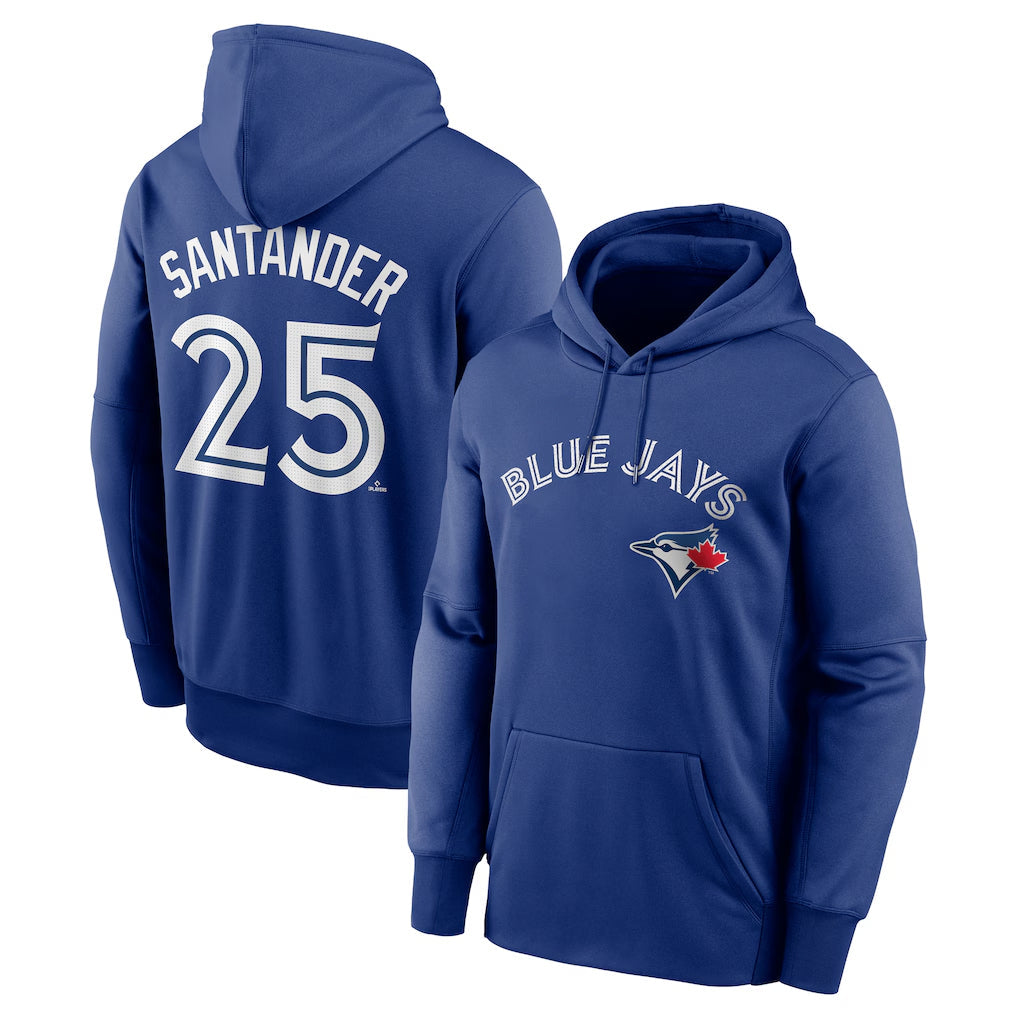 Jamed T.Blue Jays #25 Anthony Santander Player Royal Performance Pullover Hoodie