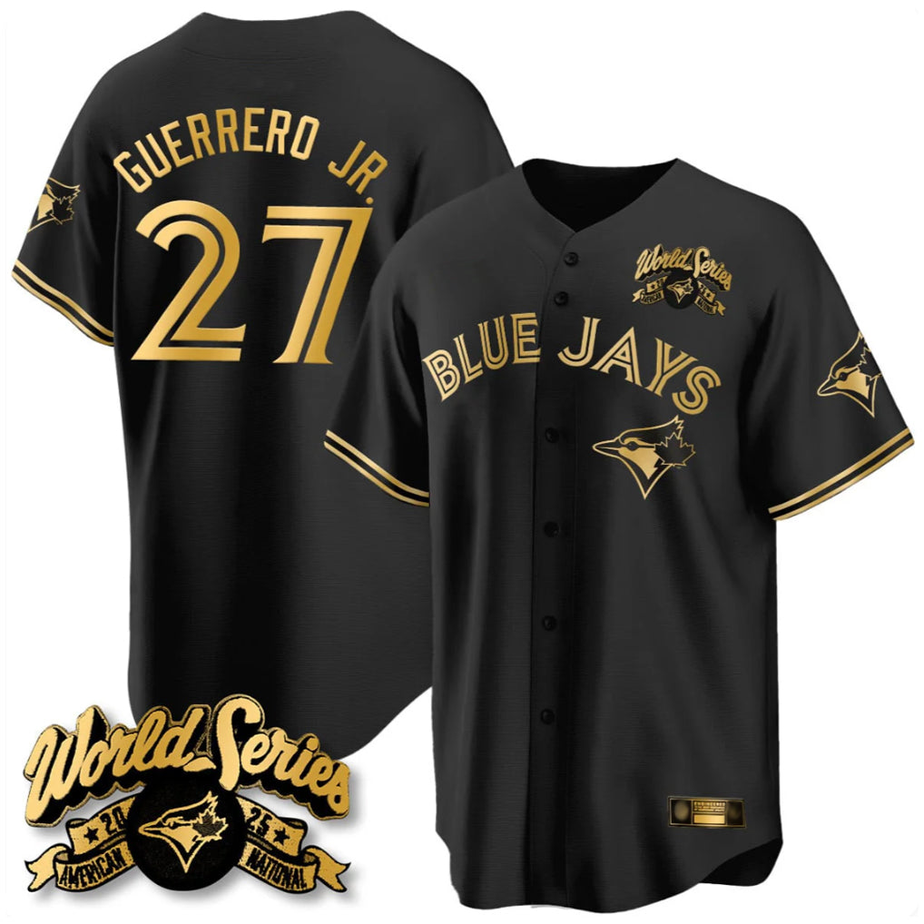 Jamed T.Blue Jays #27 Vladimir Guerrero Jr Player Black 2025 American League All Stitched Jerseys
