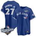 Jamed T.Blue Jays #27 Vladimir Guerrero Jr Player Blue 2025 World Series Stitched Jersey