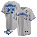 Jamed T.Blue Jays #27 Vladimir Guerrero Jr Player Gray 2025 World Series Stitched Jersey