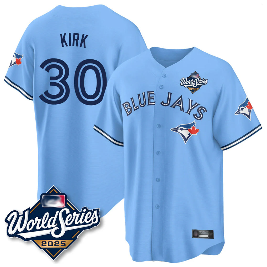 Jamed T.Blue Jays #30 Alejandro Kirk Player Blue 2025 World Series Limited Stitched Jerseys