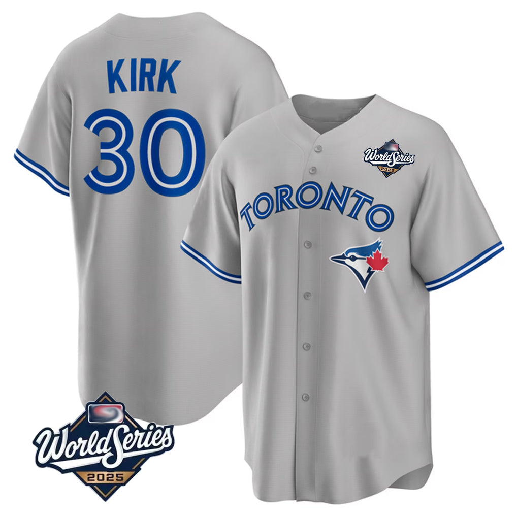 Jamed T.Blue Jays #30 Alejandro Kirk Player Gray 2025 World Series Limited Stitched Jerseys