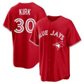 Jamed T.Blue Jays #30 Alejandro Kirk Player Red Home Game Stitched Jerseys