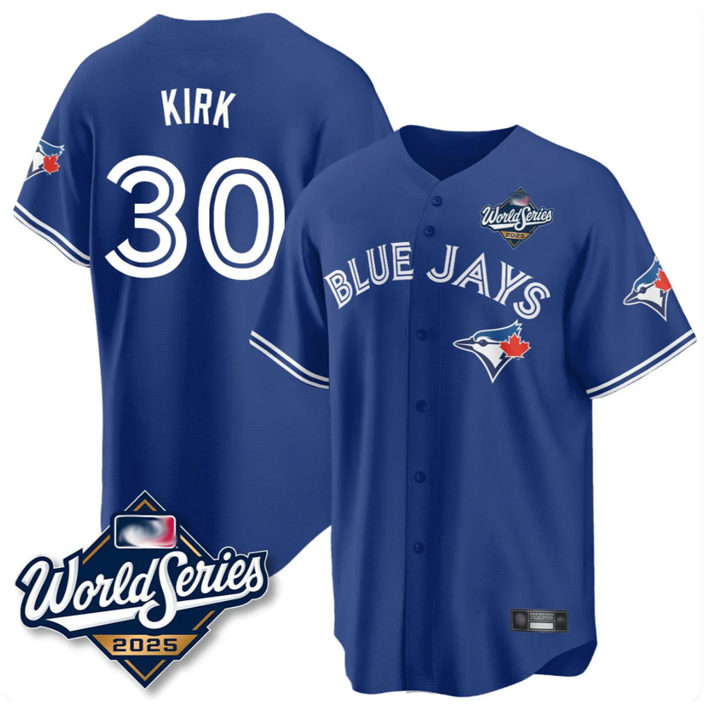 Jamed T.Blue Jays #30 Alejandro Kirk Player Royal 2025 World Series Limited Stitched Jerseys