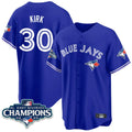 Jamed T.Blue Jays #30 Alejandro Kirk Player Royal AL East Division All Stitched Jerseys