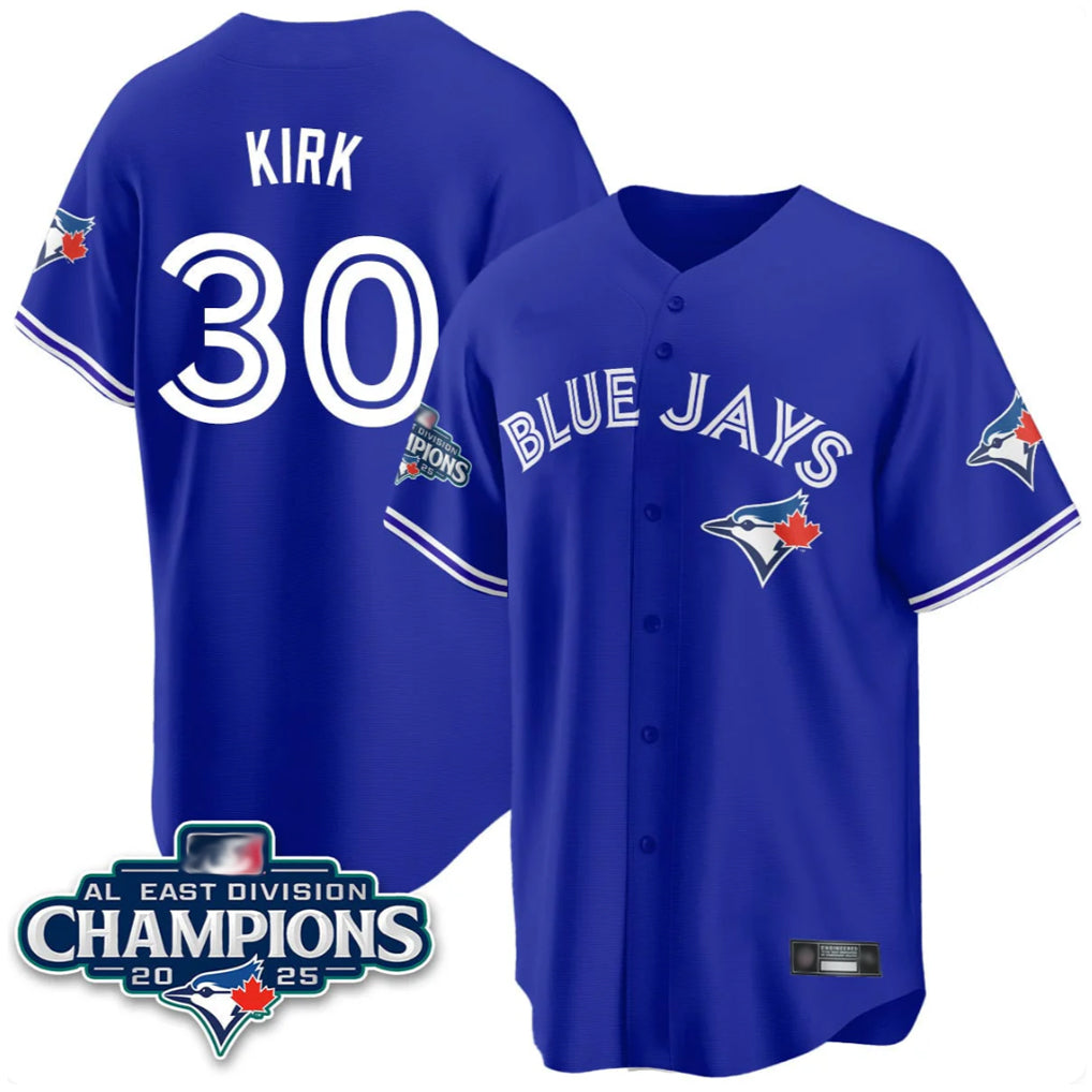 Jamed T.Blue Jays #30 Alejandro Kirk Player Royal AL East Division All Stitched Jerseys
