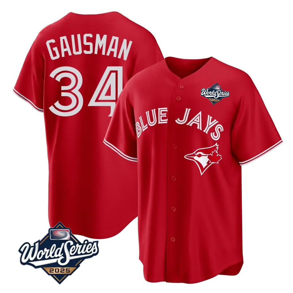 Jamed T.Blue Jays #34 Kevin Gausman Player Red 2025 American League All Stitched Jerseys