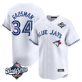 Jamed T.Blue Jays #34 Kevin Gausman Player White 2025 World Series Home Limited Stitched Jerseys